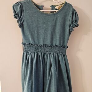 Kids Teal Dress with Ruffle Details